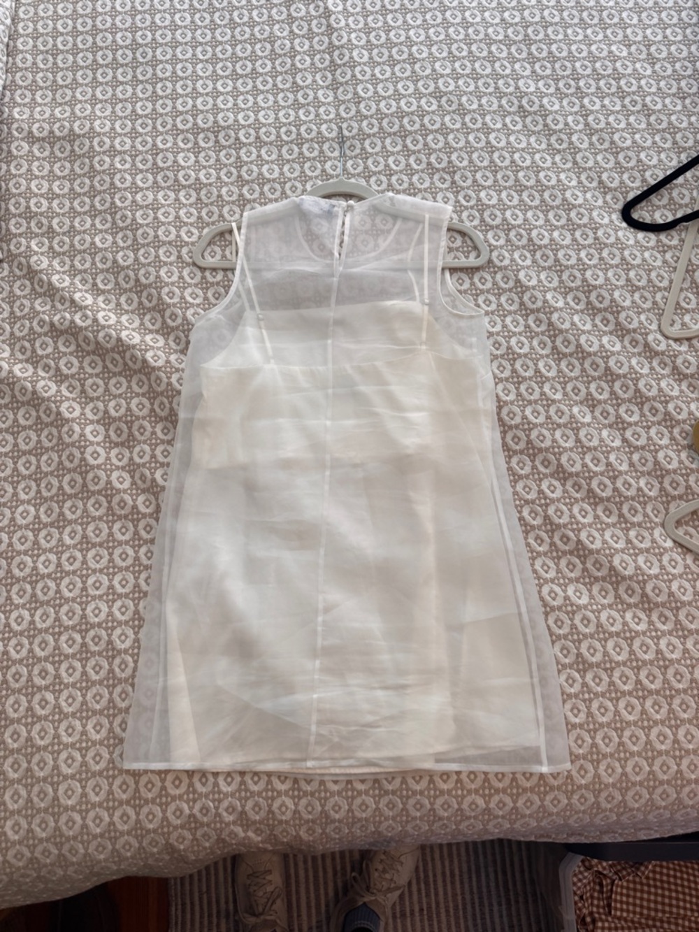 White Mini Dress with Sheer Layer - Picture 5 of 5